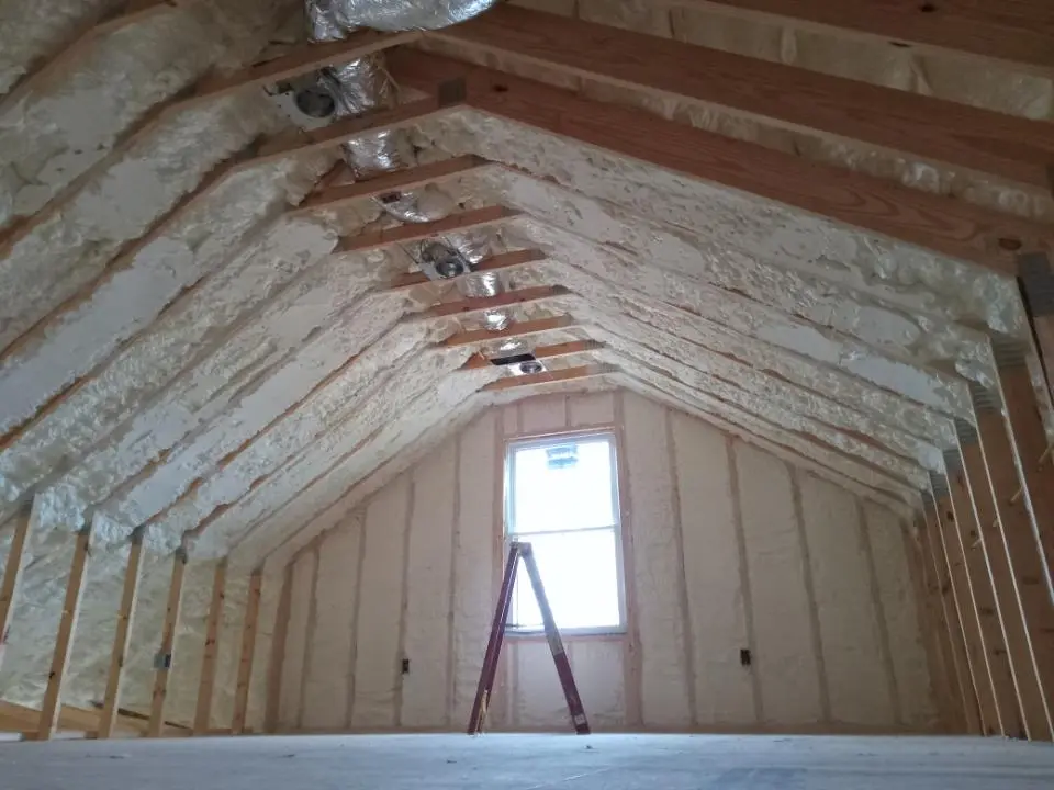 Spray foam roofing application for Crawl Space Insulation project in Pennfield